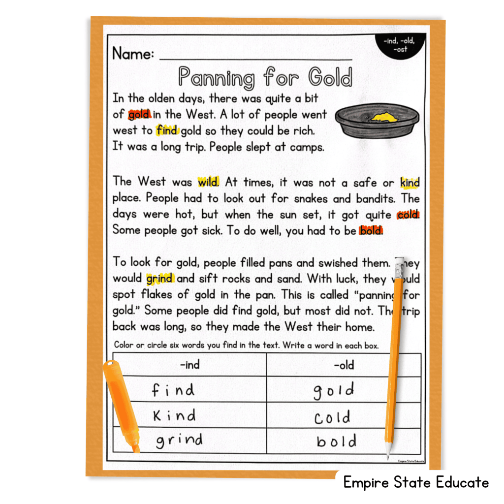 Decodable passage for teaching closed syllable exceptions