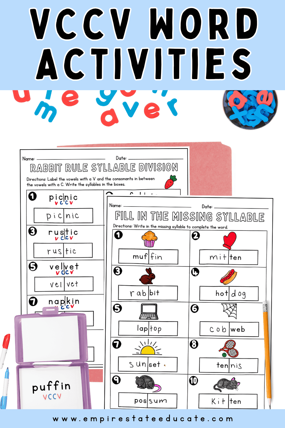 Free Rabbit Rule Words for Teaching VCCV Syllable Division - Empire ...